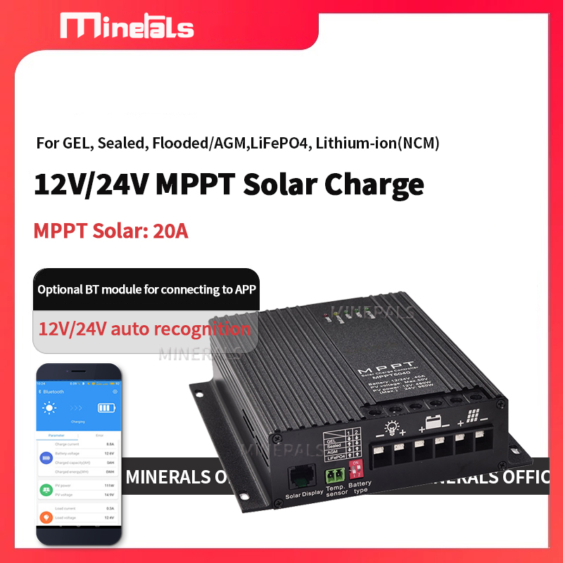 Charge Controller Solar - 20A MPPT-Controller 12V/24V Batterieladegerät Solar-Laderegler Ausgang