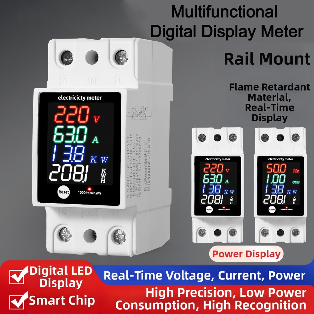 Energy Monitor Meter - Multifunktionale Digitalanzeige Spannung Strom Leistungsfaktor Stromzähler