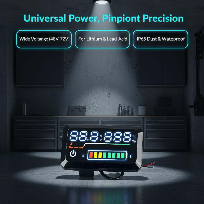 Energy Monitor Meter - Neuer Präzisions-Spannungsmesser, digitaler Batteriestandsanzeiger 48V-72V, Leistungsanzeige