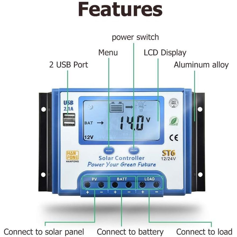 60A Solar-Laderegler 12V/24V A – Charge Controller Solar Bewertung und Preis